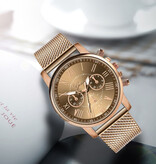 Geneva Luxury Watch for Women - Fashionable Quartz Movement Mesh Strap Gold