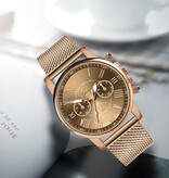 Geneva Reloj de lujo para mujer - Movimiento de cuarzo de moda correa de malla dorada