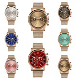 Geneva Luxe Horloge voor Dames - Modieus Kwarts Uurwerk Mesh Bandje Rood