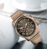 Geneva Reloj de lujo para mujer - Movimiento de cuarzo de moda correa de malla negra