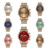 Geneva Luxe Horloge voor Dames - Modieus Kwarts Uurwerk Mesh Bandje Paars