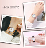MSTIANQ Minimalistyczny zegarek dla kobiet - modny mechanizm kwarcowy świecący skórzany pasek w kolorze różowym