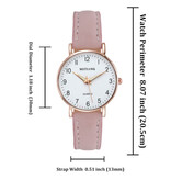 MSTIANQ Minimalist Watch for Women - Fashionable Quartz Movement Luminous Leather Strap Pink