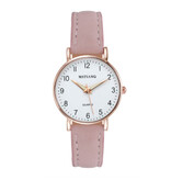 MSTIANQ Minimalist Watch for Women - Fashionable Quartz Movement Luminous Leather Strap Pink