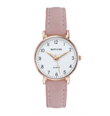 MSTIANQ Minimalistische Uhr für Damen – modisches Quarzwerk, leuchtendes Lederarmband, rosa