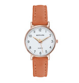 MSTIANQ Minimalistische Uhr für Damen – modisches Quarzwerk für Damen, leuchtendes Lederarmband, Orange