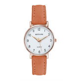 MSTIANQ Montre Minimaliste pour Femme - Mouvement Quartz à la Mode Femme Bracelet Cuir Lumineux Orange