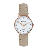 MSTIANQ Minimalistische Uhr für Damen – modisches Quarzwerk für Damen, leuchtendes Lederarmband, Beige