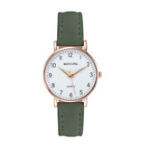 MSTIANQ Minimalistyczny zegarek dla kobiet - modny mechanizm kwarcowy dla kobiet Świecący skórzany pasek w kolorze zielonym