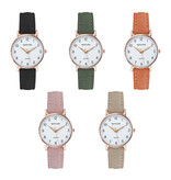 MSTIANQ Minimalistyczny zegarek damski - modny mechanizm kwarcowy damski świecący skórzany pasek w kolorze różowym