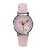 MSTIANQ Montre Minimaliste pour Femme - Mouvement à Quartz à la Mode Femme Bracelet Cuir Lumineux Rose