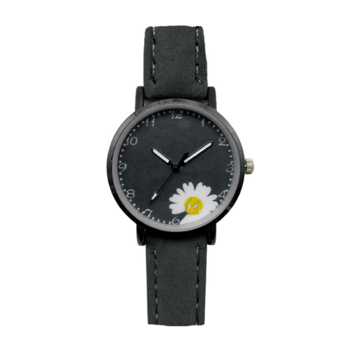 Montre Minimaliste pour Femme - Mouvement à Quartz à la Mode pour Femme Bracelet en Cuir Lumineux Noir