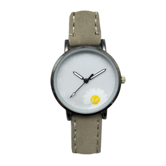 Minimalistisch Horloge voor Dames - Modieus Kwarts Uurwerk Vrouwen Lichtgevend Leer Bandje Khaki