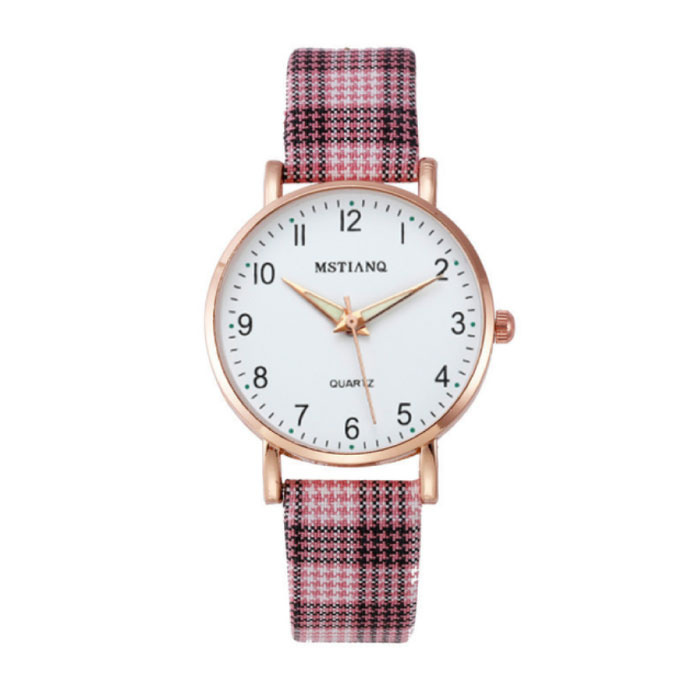 Reloj minimalista para mujer - Movimiento de cuarzo de moda Correa de cuero luminosa para mujer Negro Rojo