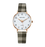 MSTIANQ Montre Minimaliste pour Femme - Mouvement à Quartz à la Mode Femme Bracelet Cuir Lumineux Noir Beige