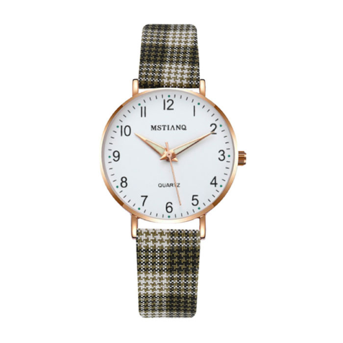 Montre Minimaliste pour Femme - Mouvement à Quartz à la Mode Femme Bracelet Cuir Lumineux Noir Beige