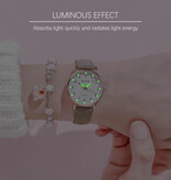 MSTIANQ Montre Minimaliste pour Femme - Mouvement à Quartz à la Mode Femme Bracelet en Cuir Lumineux Noir Blanc