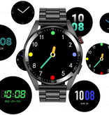 SACOSDING Montre Connectée avec Tensiomètre et Oxymètre - Montre Fitness Sport Activity Tracker iOS Android - Bracelet Cuir Noir