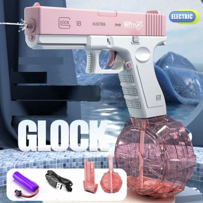 Pistolet à eau électrique avec réservoir - Pistolet à eau modèle Glock rose