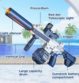Water Battle Pistola ad acqua elettrica con serbatoio - Pistola giocattolo ad acqua modello M4 blu