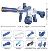 Water Battle Electric Water Gun with Reservoir - M4 Model Water Toy Pistol Gun Blue