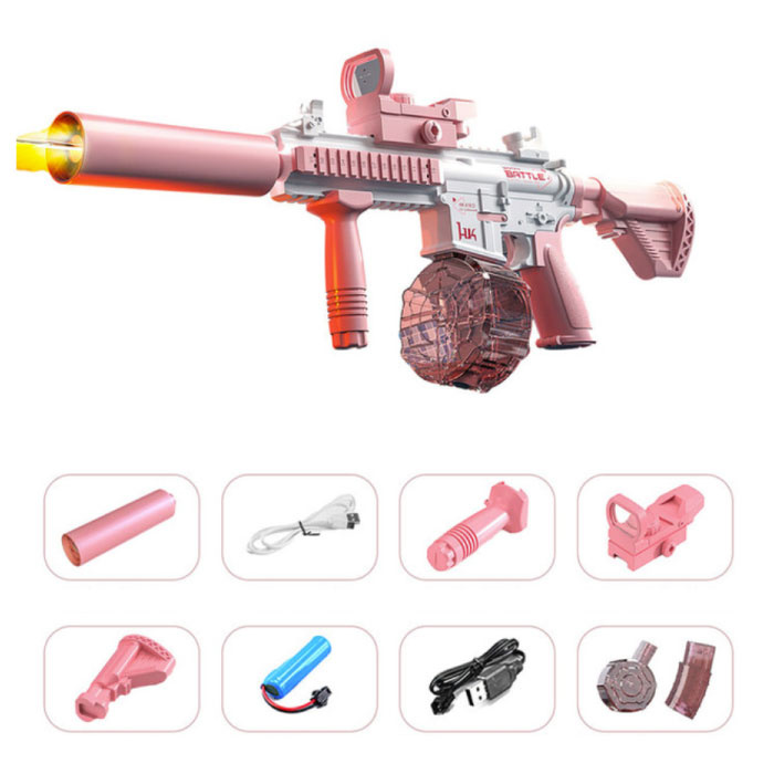 Pistolet à eau électrique avec réservoir - Pistolet jouet à eau modèle M4 rose