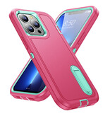 Stuff Certified® iPhone XS Armor Case with Kickstand - Shockproof Cover Case Pink