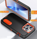 Stuff Certified® Coque Armor pour iPhone SE (2022) avec béquille - Coque antichoc Noir Orange