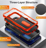 Stuff Certified® iPhone SE (2022) Armor Case z podstawką — odporne na wstrząsy etui, czarno-pomarańczowe
