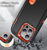 Stuff Certified® iPhone SE (2022) Armor Hoesje met Kickstand - Shockproof Cover Case Zwart Oranje