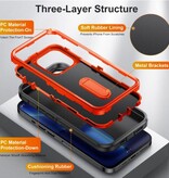 Stuff Certified® iPhone 13 Armor Case z podstawką — odporne na wstrząsy etui w kolorze czarno-pomarańczowym