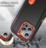 Stuff Certified® iPhone 13 Armor Case with Kickstand - Shockproof Cover Case Black Orange