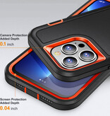 Stuff Certified® iPhone 8 Plus Armor Hoesje met Kickstand - Shockproof Cover Case Zwart Oranje