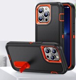 Stuff Certified® Coque iPhone 8 Armor avec Béquille - Coque Antichoc Noir Orange