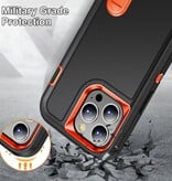 Stuff Certified® Funda Armor para iPhone 13 Pro Max con función atril - Funda a prueba de golpes Negro Naranja