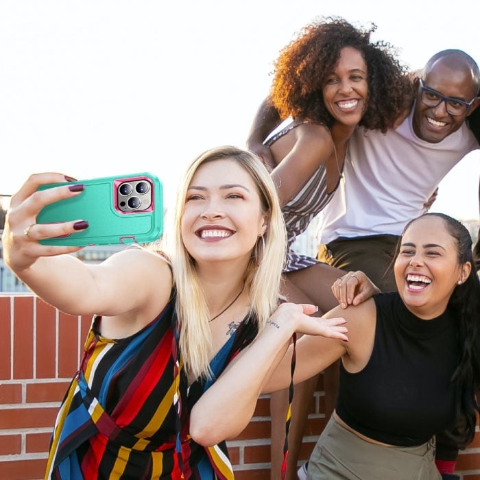 Stuff Certified® iPhone 14 Armor Hoesje met Kickstand - Shockproof Cover Case Blauw