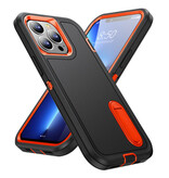 Stuff Certified® Coque iPhone 13 Pro Max Armor avec béquille - Coque antichoc Noir Orange
