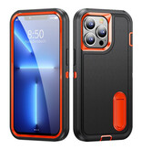 Stuff Certified® iPhone 13 Pro Max Armor Case with Kickstand - Shockproof Cover Case Black Orange