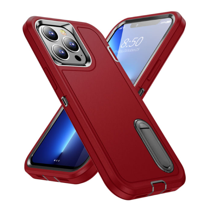 Custodia Armor per iPhone 8 Plus con cavalletto - Cover antiurto rossa