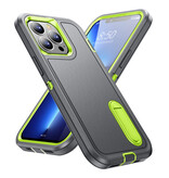 Stuff Certified® iPhone 14 Pro Armor Case with Kickstand - Shockproof Cover Case Gray Green