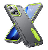 Stuff Certified® Coque iPhone 13 Pro Max Armor avec béquille - Coque antichoc Gris Vert