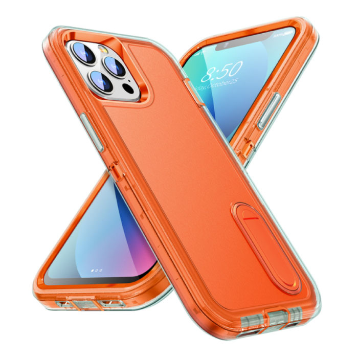 Stuff Certified® iPhone 13 Mini Armor Hoesje met Kickstand - Shockproof Cover Case Oranje