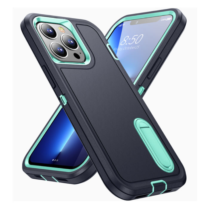 iPhone 8 Armor Hoesje met Kickstand - Shockproof Cover Case Navy