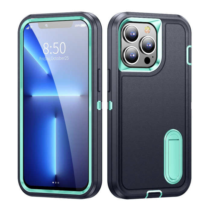 Stuff Certified® iPhone XR Armor Hoesje met Kickstand - Shockproof Cover Case Navy