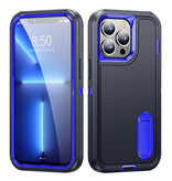 Stuff Certified® Coque iPhone 14 Pro Armor avec béquille - Coque antichoc Bleu