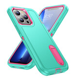 Stuff Certified® iPhone 12 Armor Case with Kickstand - Shockproof Cover Case Turquoise