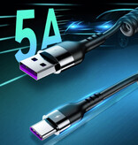 EOENKK Spiralny kabel ładujący USB-C — 80 cm — Kabel danych ładowarki typu C Czarny