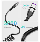 EOENKK Câble de charge spirale USB-C - 80 cm - Câble de données de chargeur de type C Noir