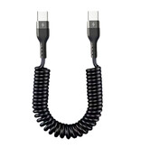 Stuff Certified® Cable de carga en espiral USB-C a USB-C de 66 W - 1 metro - Cable de datos del cargador tipo C Power Delivery (PD) negro
