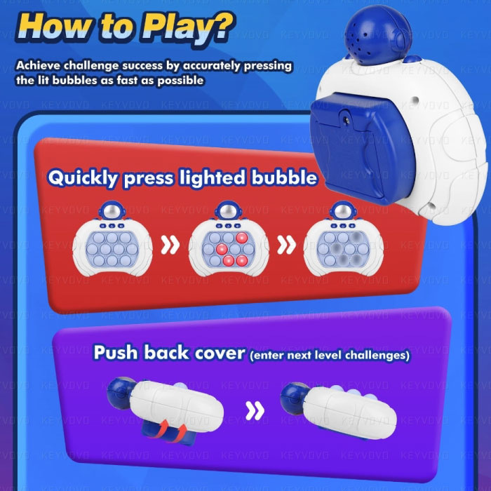 1 ensemble de jouets lapin Pop It Fidget avec musique, 50 niveaux en 1,  quatre modes et jeu électronique rapide pour soulager le stress et  l'exercice cérébral, idéal pour les adultes, les